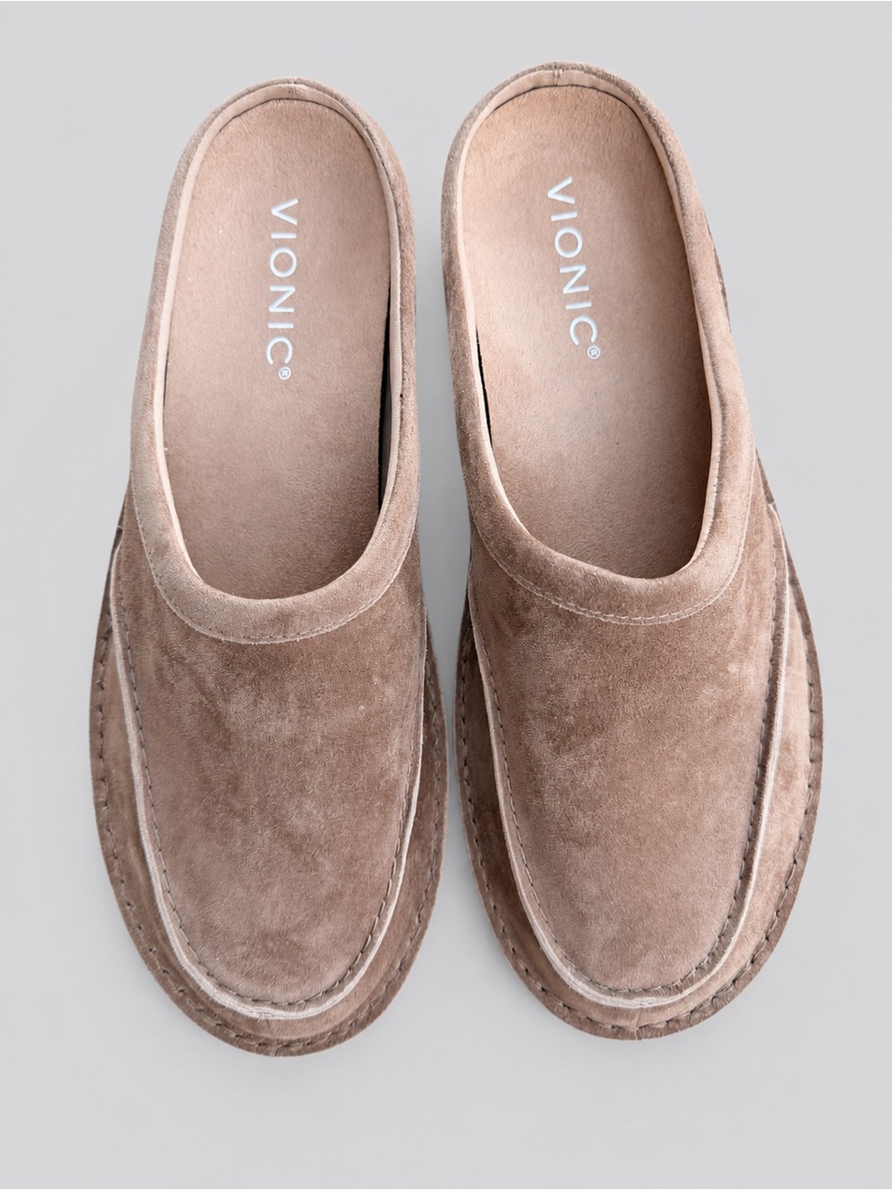 Vionic Uptown Clog Suede Mule – Taupe – Men’s 10.5 Wide - Picture 1 of 9
